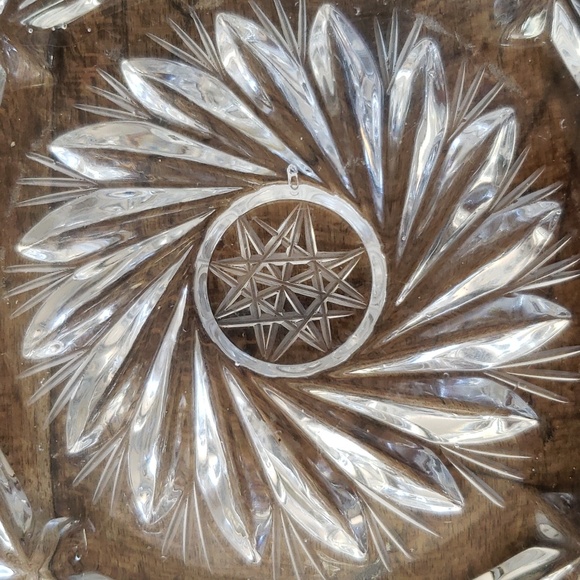 Vintage Ashtray Glass Clear Pinwheel Star of David-8 point Star-Lead Crystal - Picture 2 of 5